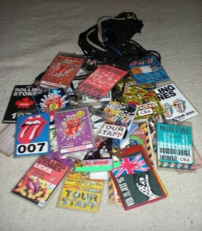 A few of the stage passes in Starbuck's collection.
